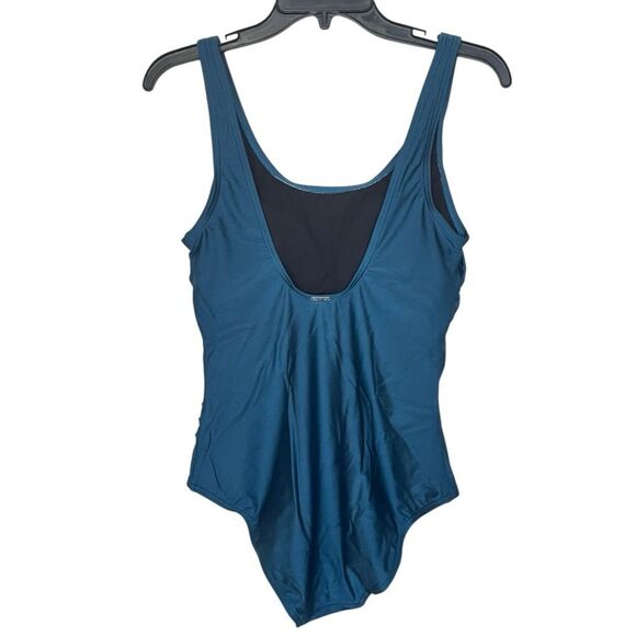 NWOT Calvin Klein | Cypress Shimmer Scoop Back Pleated One Piece Swimsuit 12 - Picture 6 of 12